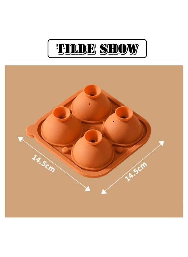 Spaceshoop Silicone Ice Ball Maker Mold 4 Cavity Large Sphere Ice Tray with Lid Flexible and Easy Release BPA Free for Cocktails Whiskey and Iced Coffee Multicolor - Image 2